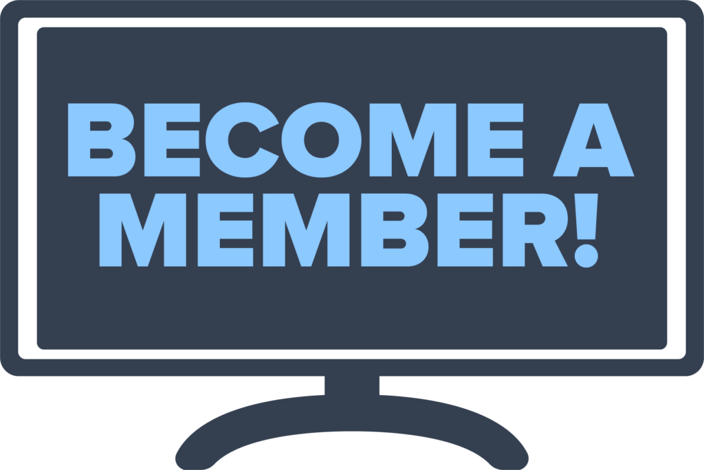 Graphic of a computer screen with the words "become a member!" Memberships, promotions and giveaways are a great way to drive engagement