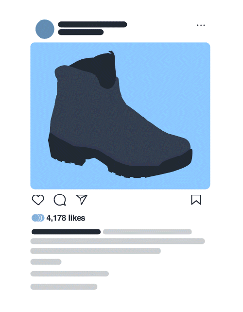 Animation of social post showing different products